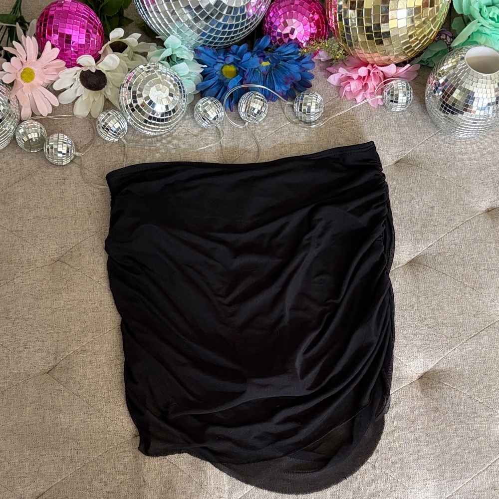 Black Ruched Mesh Swim Skirt Bikini
Bottom